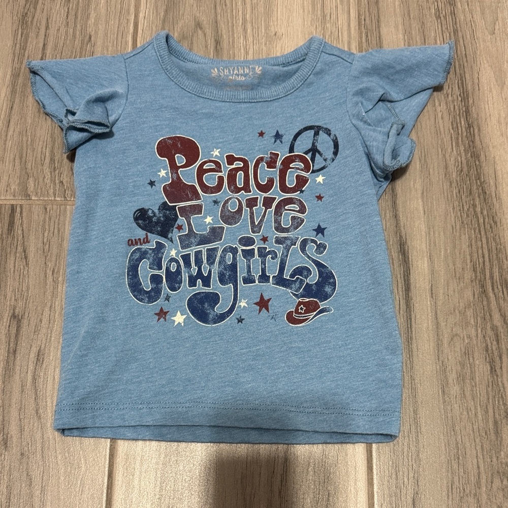 Shyanne Light Blue 'Peace Love Cowgirls' Graphic Tee